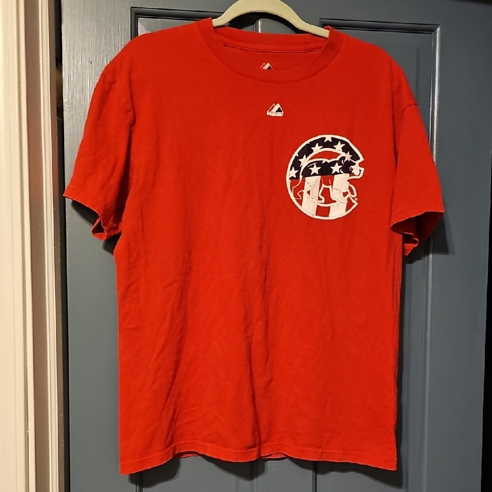 Majestic Chicago Cubs MLB Baseball Jersey Shirt Patriotic Bear Walking Large Men